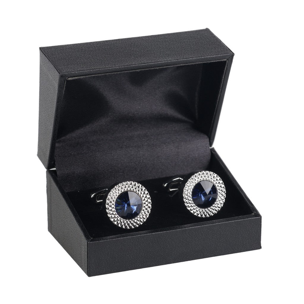 HENRY BUCKS Oval Cufflink SILVER/BLUE - Henry Bucks