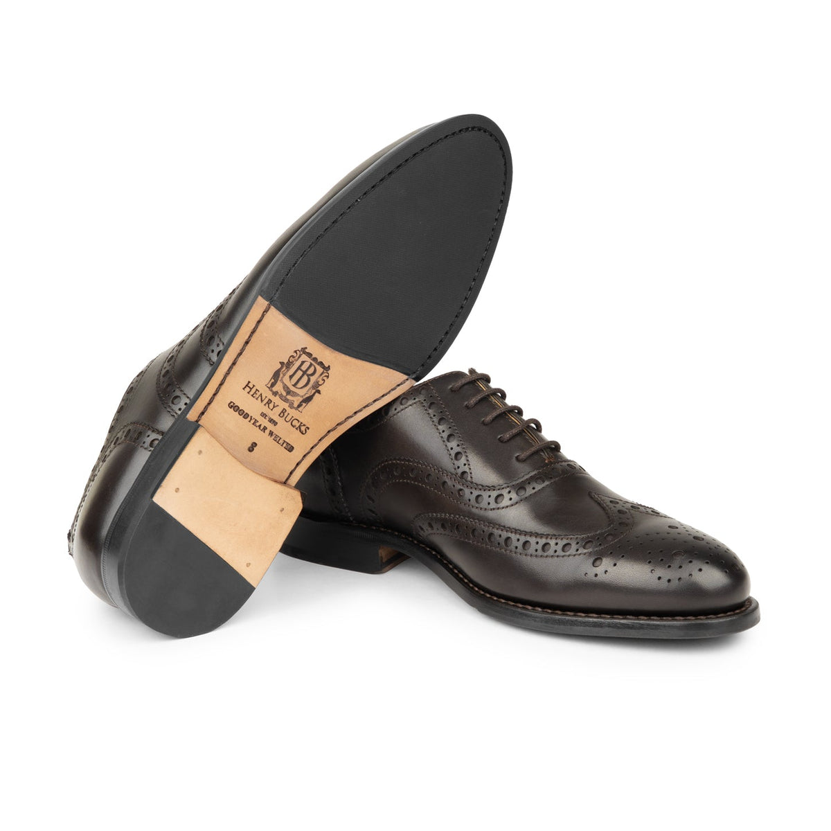 HENRY BUCKS Oxford Brogue Leather Sole DARK BROWN - Henry Bucks