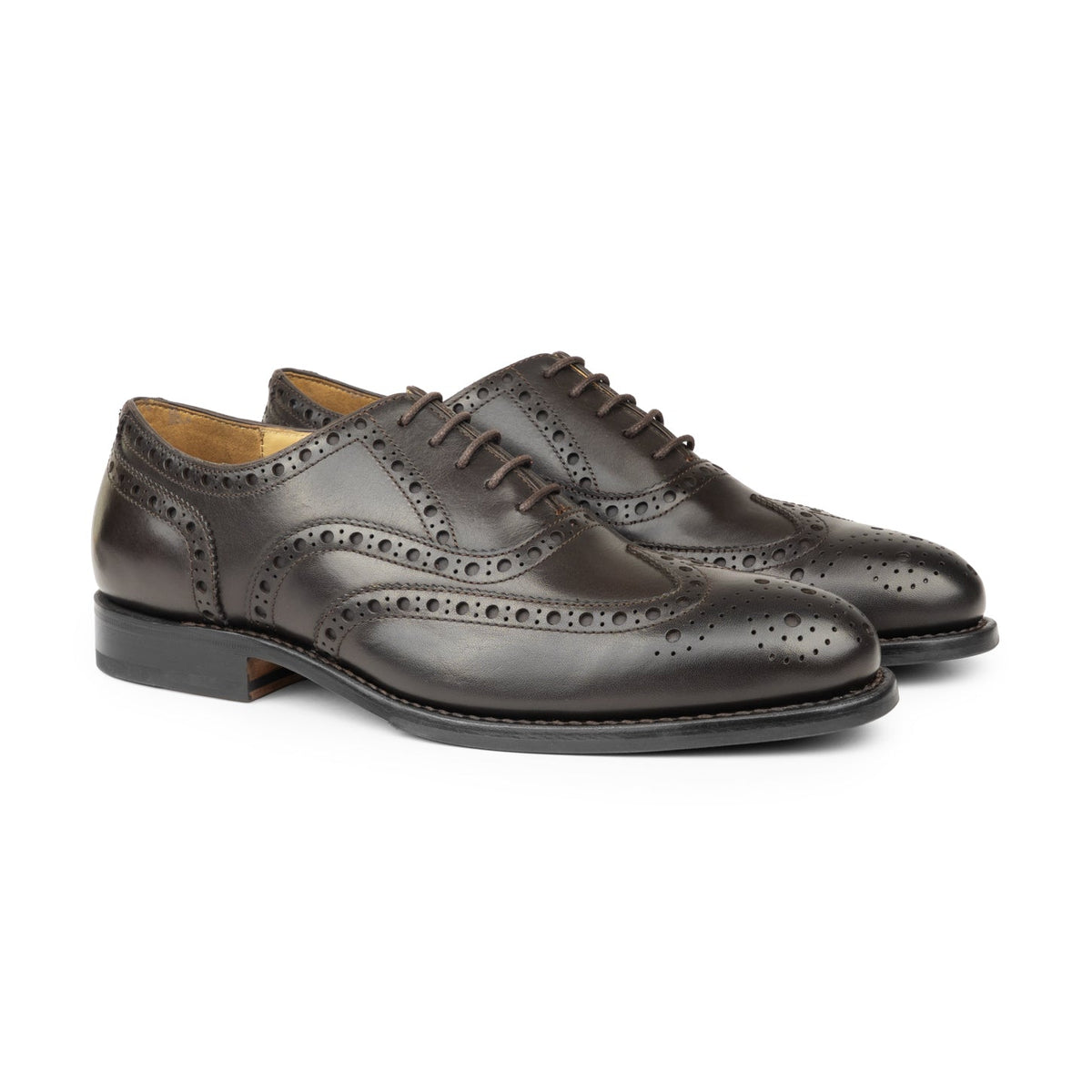 HENRY BUCKS Oxford Brogue Leather Sole DARK BROWN - Henry Bucks