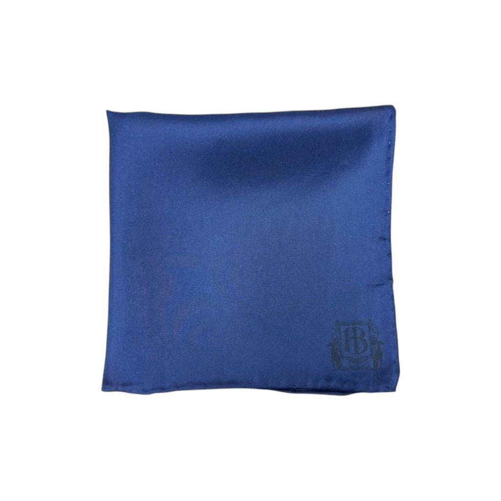 HENRY Bucks Plain Crest Pocket Square NAVY - Henry Bucks