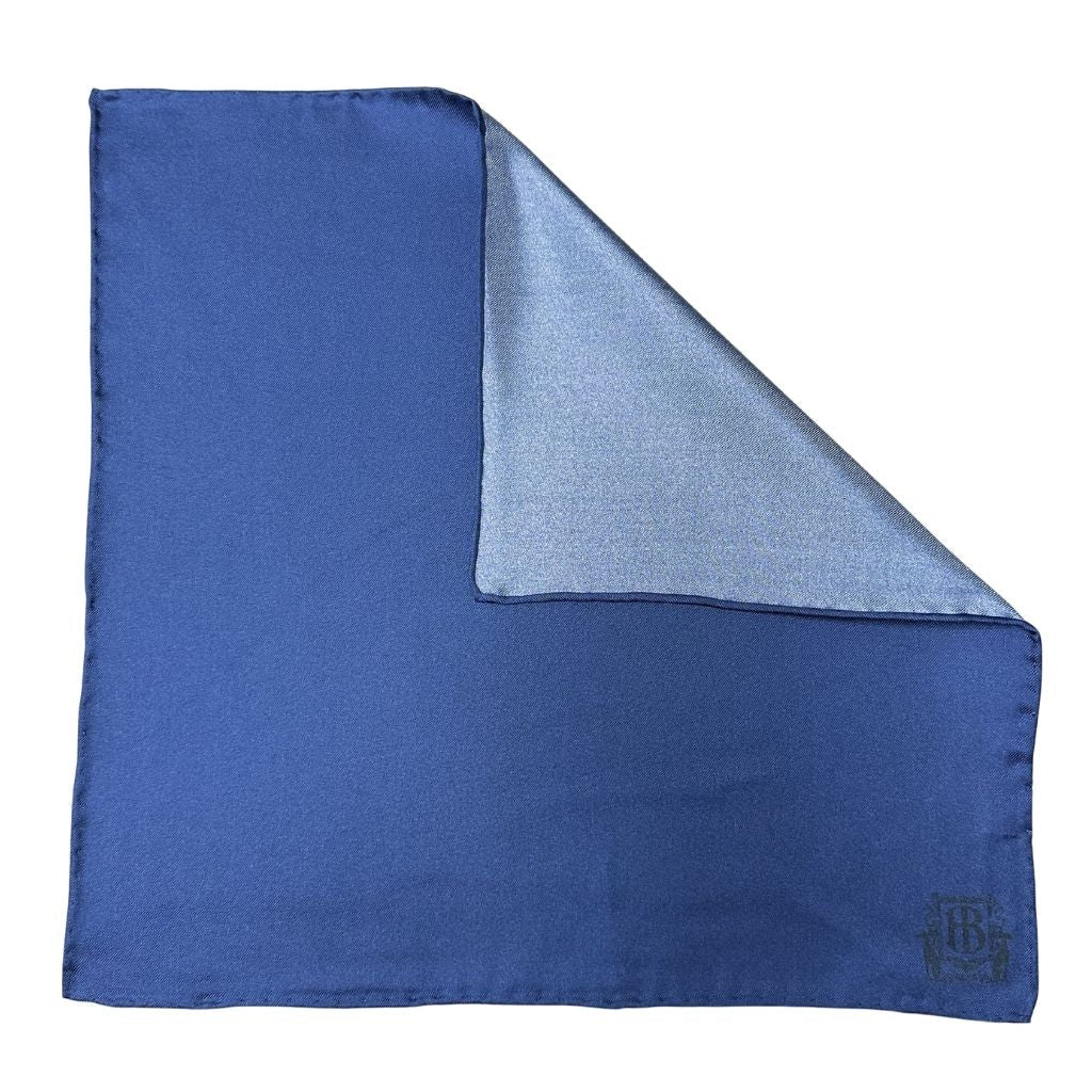 HENRY Bucks Plain Crest Pocket Square NAVY - Henry Bucks