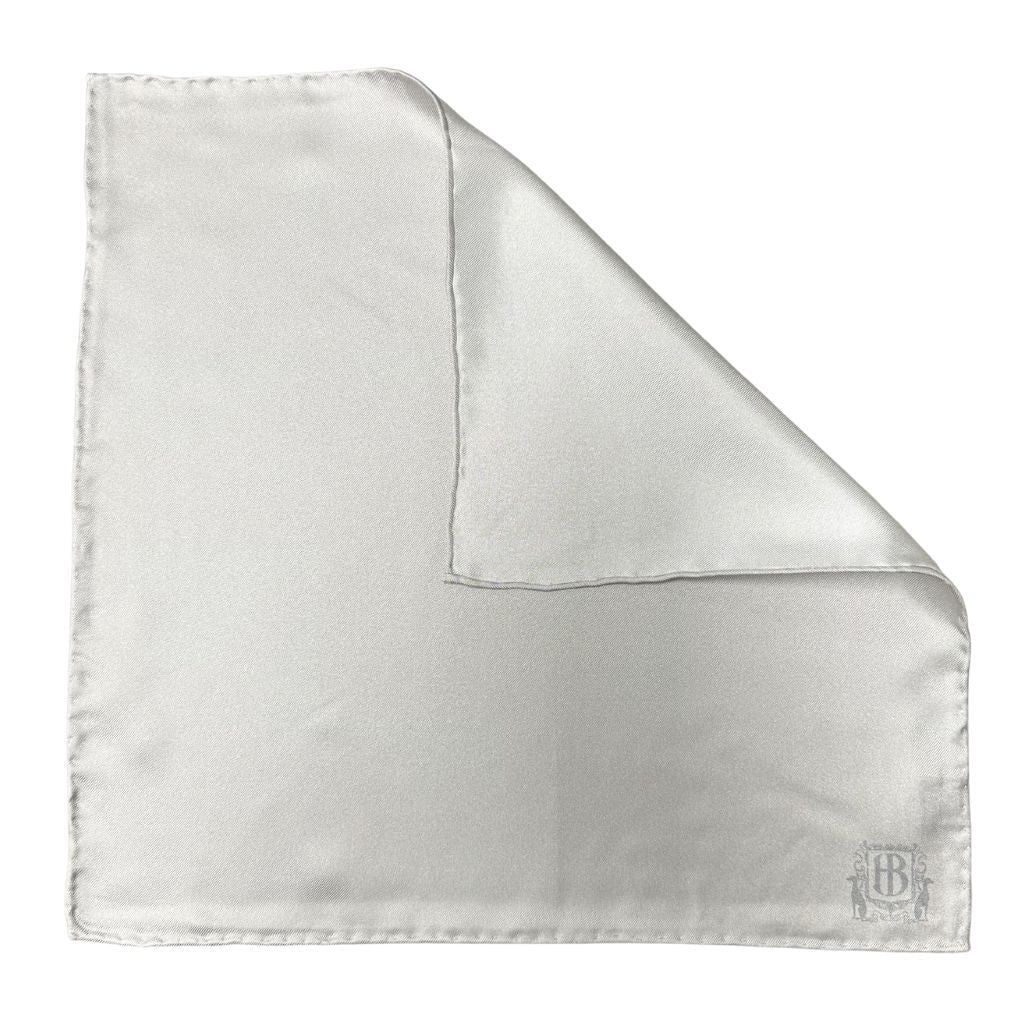 HENRY BUCKS Plain Crest Pocket Square SILVER - Henry Bucks