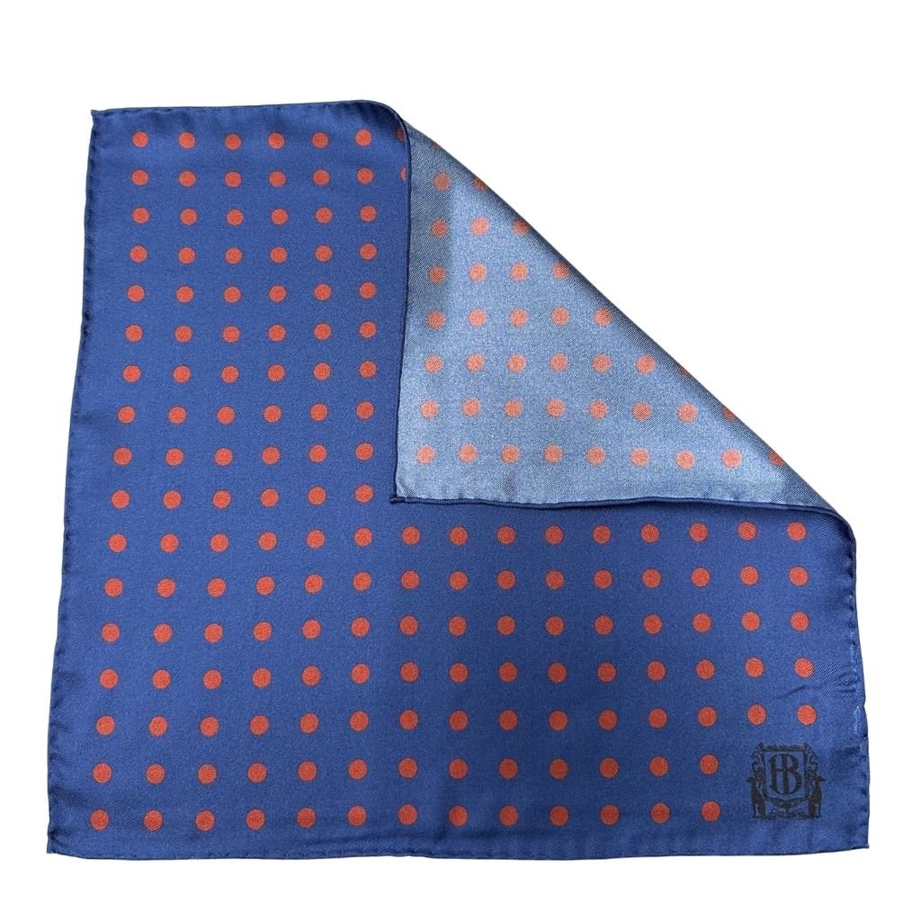 HENRY BUCKS Polka Dot Pocket Square NAVY/BURGUNDY - Henry Bucks