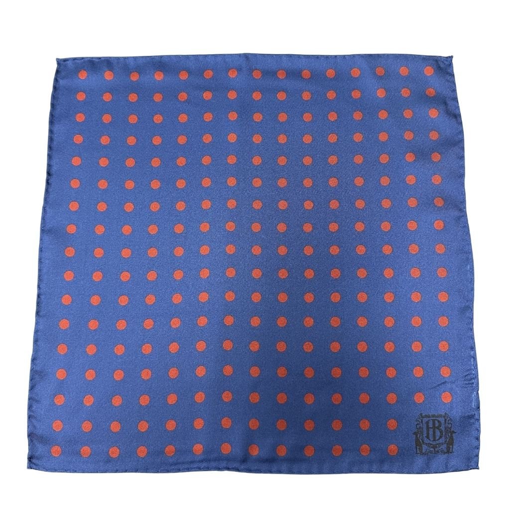 HENRY BUCKS Polka Dot Pocket Square NAVY/BURGUNDY - Henry Bucks