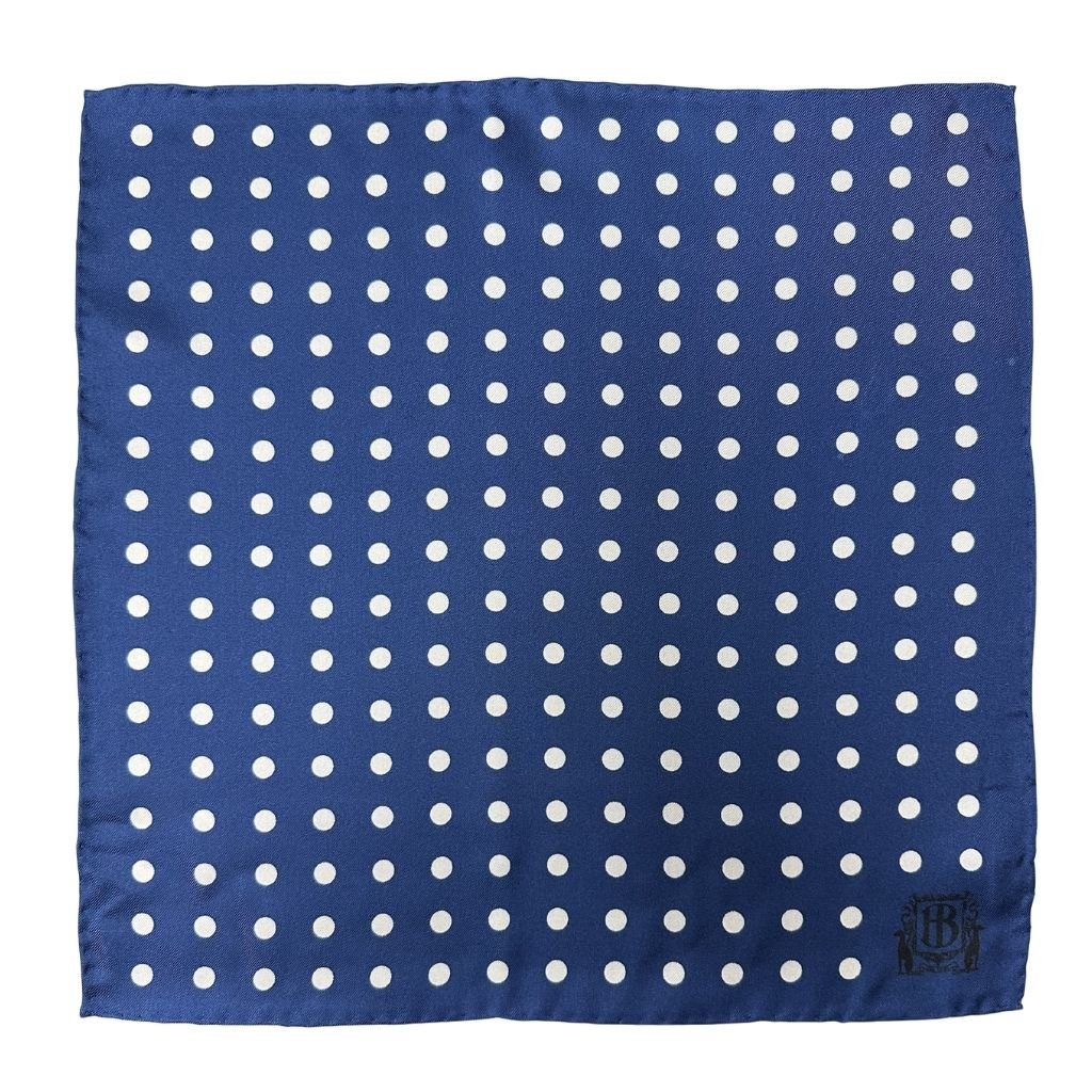 HENRY BUCKS Polka Dot Pocket Square NAVY/WHITE - Henry Bucks