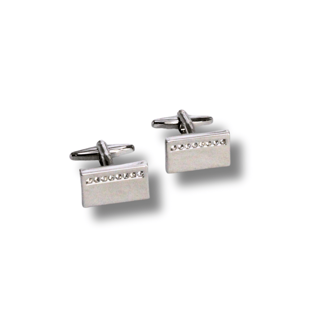 HENRY BUCKS Rectangle Steel Stone Cufflinks SILVER - Henry Bucks