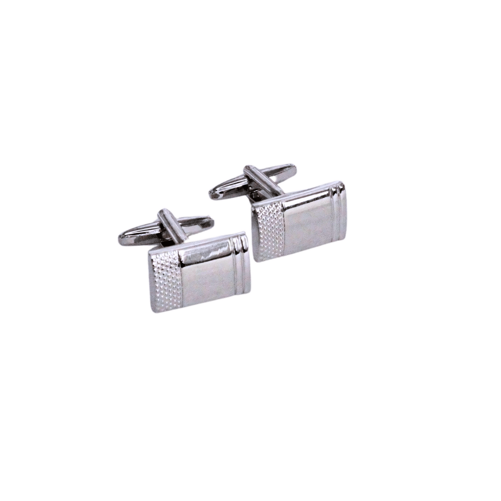 HENRY BUCKS Rectangle Stud Steel Cufflinks SILVER - Henry Bucks