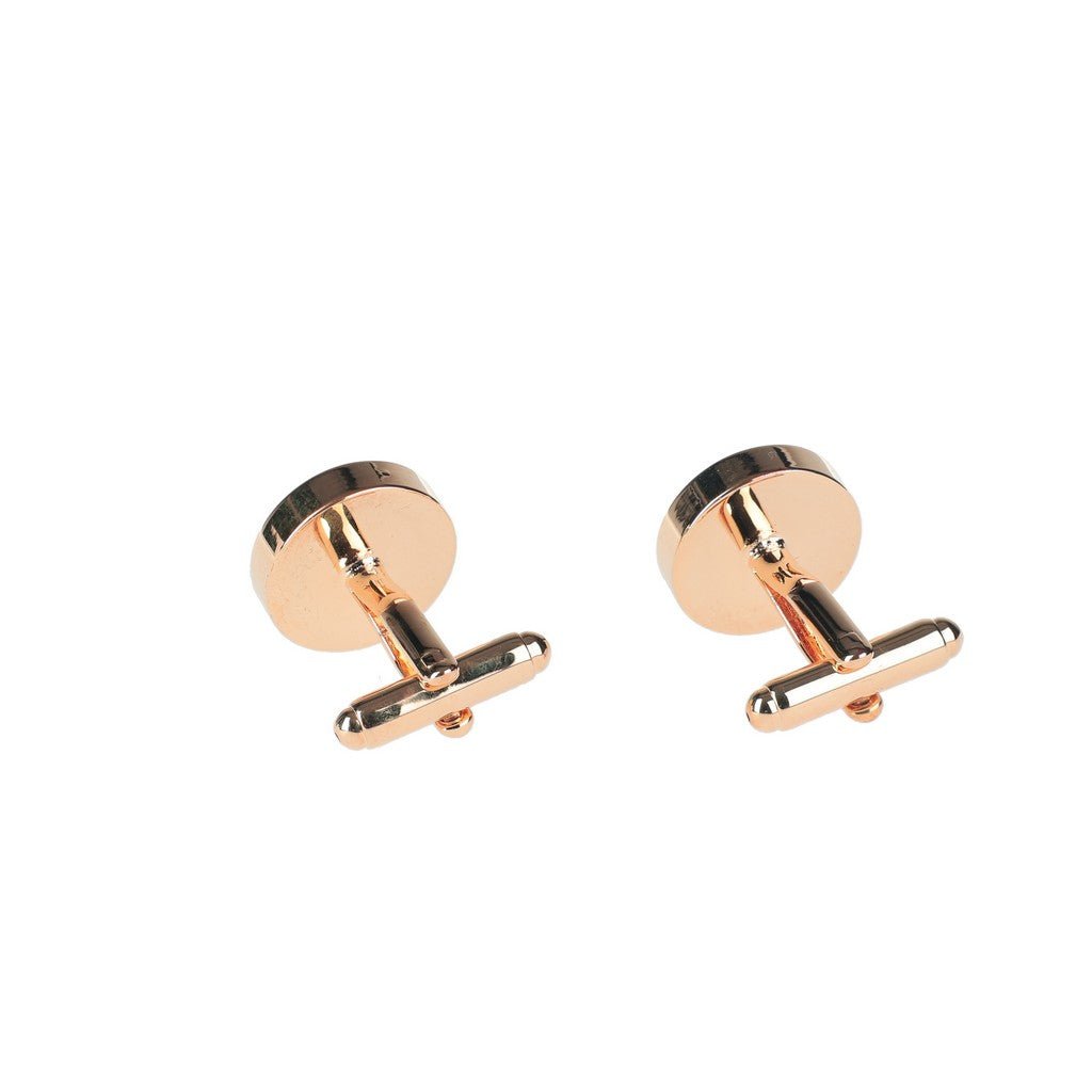 HENRY BUCKS Round Marble Cufflink GOLD/WHITE - Henry Bucks