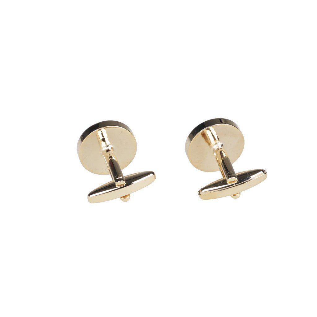 HENRY BUCKS Round Sparkle Cufflink GOLD/PINK - Henry Bucks