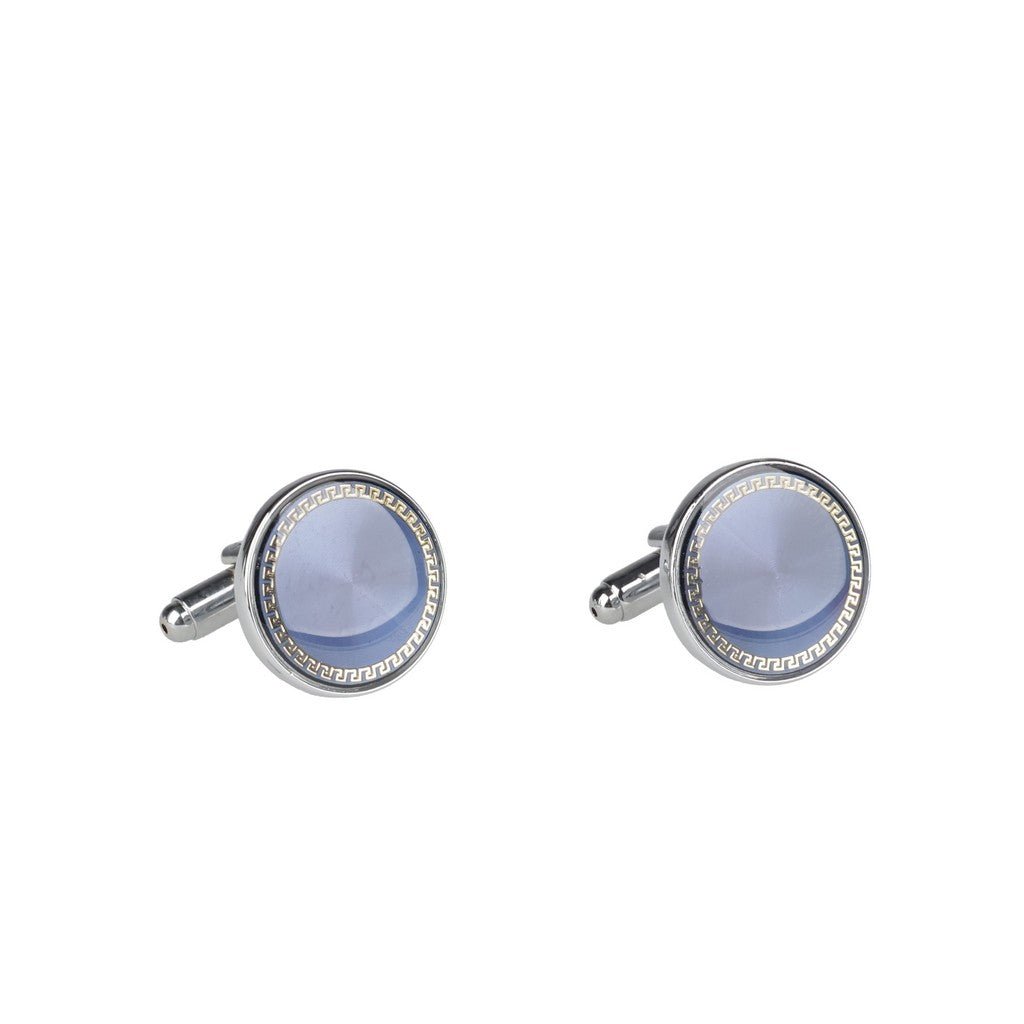 HENRY BUCKS Round Stud Cufflink SILVER/BLUE - Henry Bucks