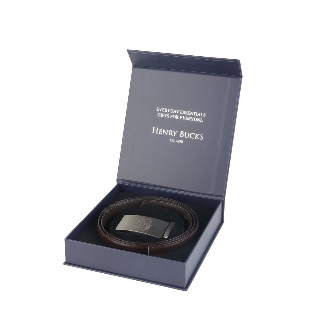 HENRY BUCKS Self Adjustable Belt Box DARK BROWN - Henry Bucks
