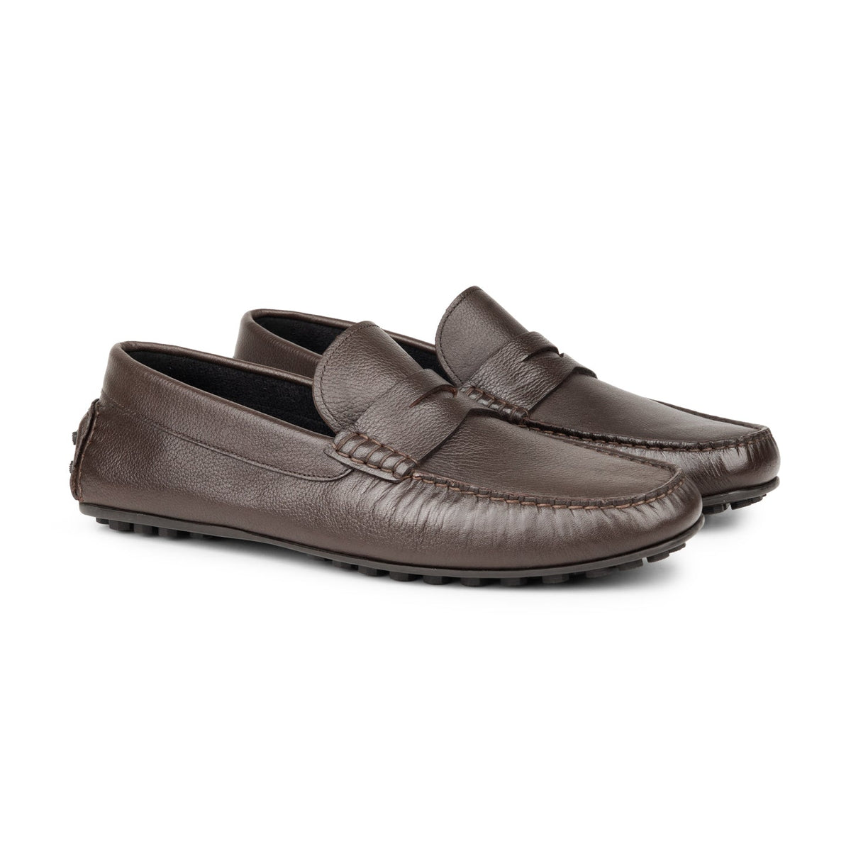 HENRY BUCKS Sorrento Penny Loafer Rubber Sole DARK BROWN - Henry Bucks