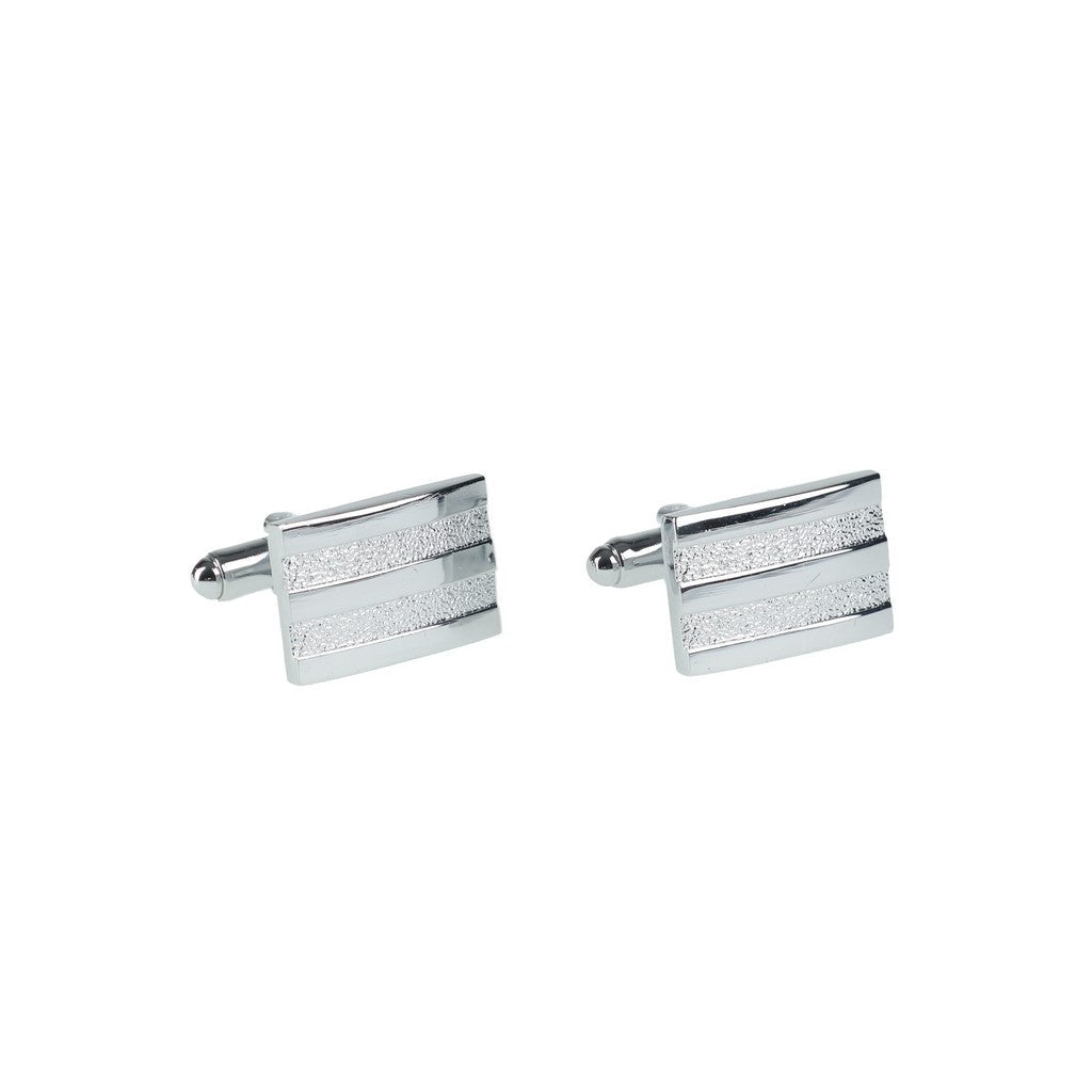 HENRY BUCKS Square Striped Cufflink SILVER - Henry Bucks