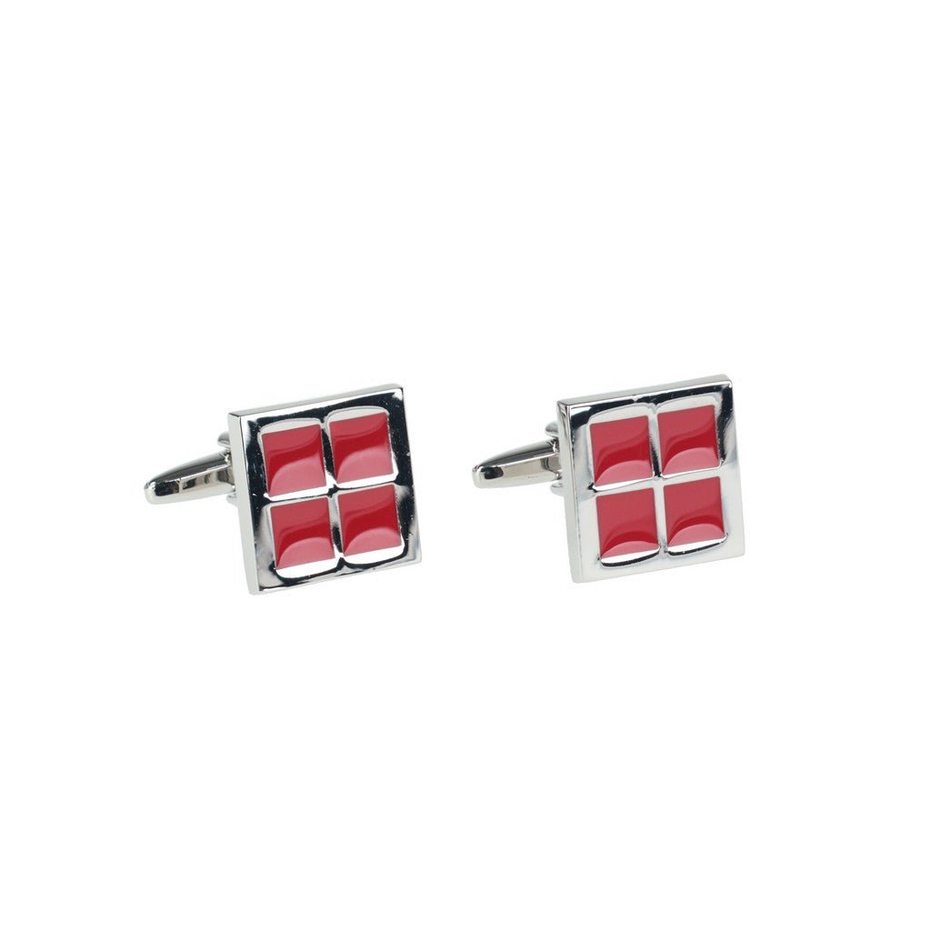 HENRY BUCKS Window Cufflink SILVER/RED - Henry Bucks