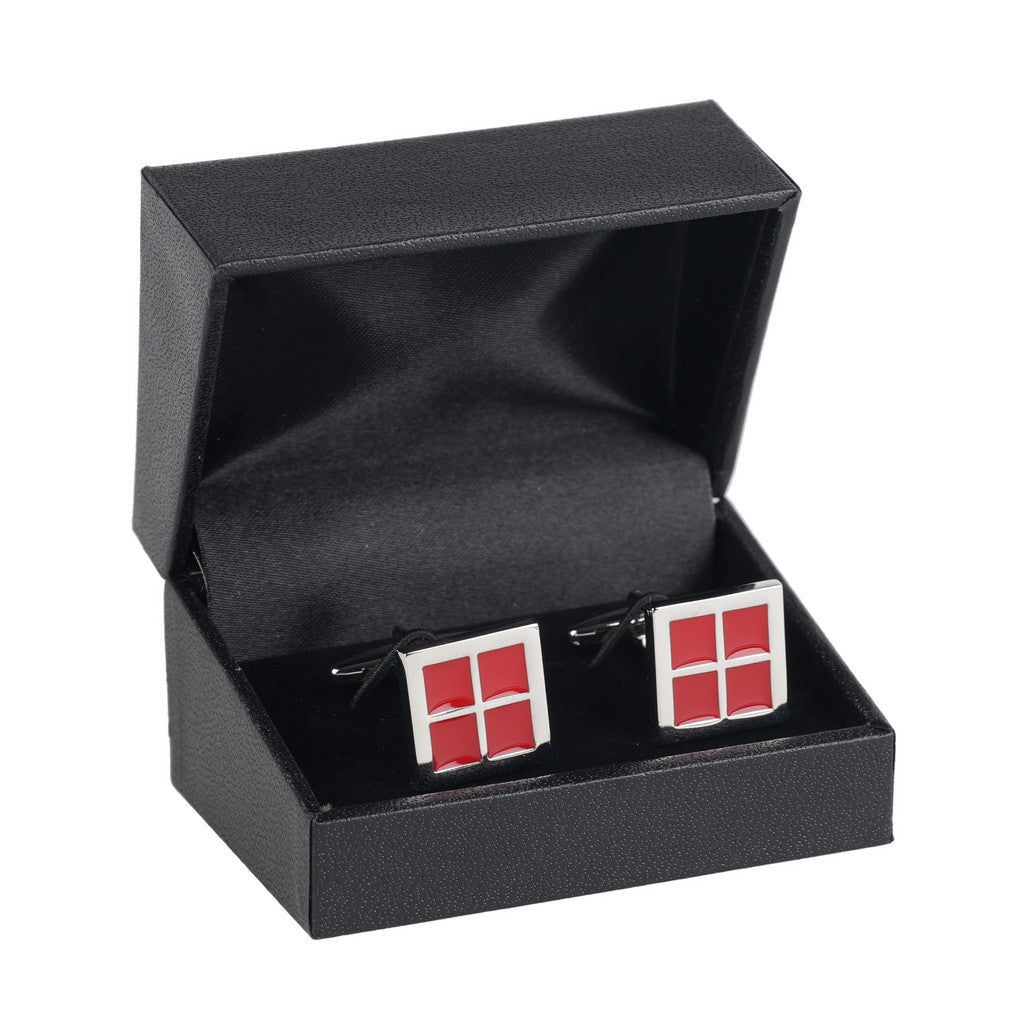 HENRY BUCKS Window Cufflink SILVER/RED - Henry Bucks