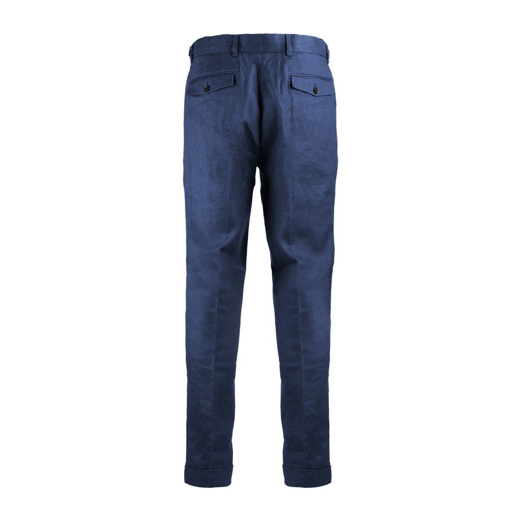 HENRY Linen Pleat Front Chino NAVY - Henry Bucks