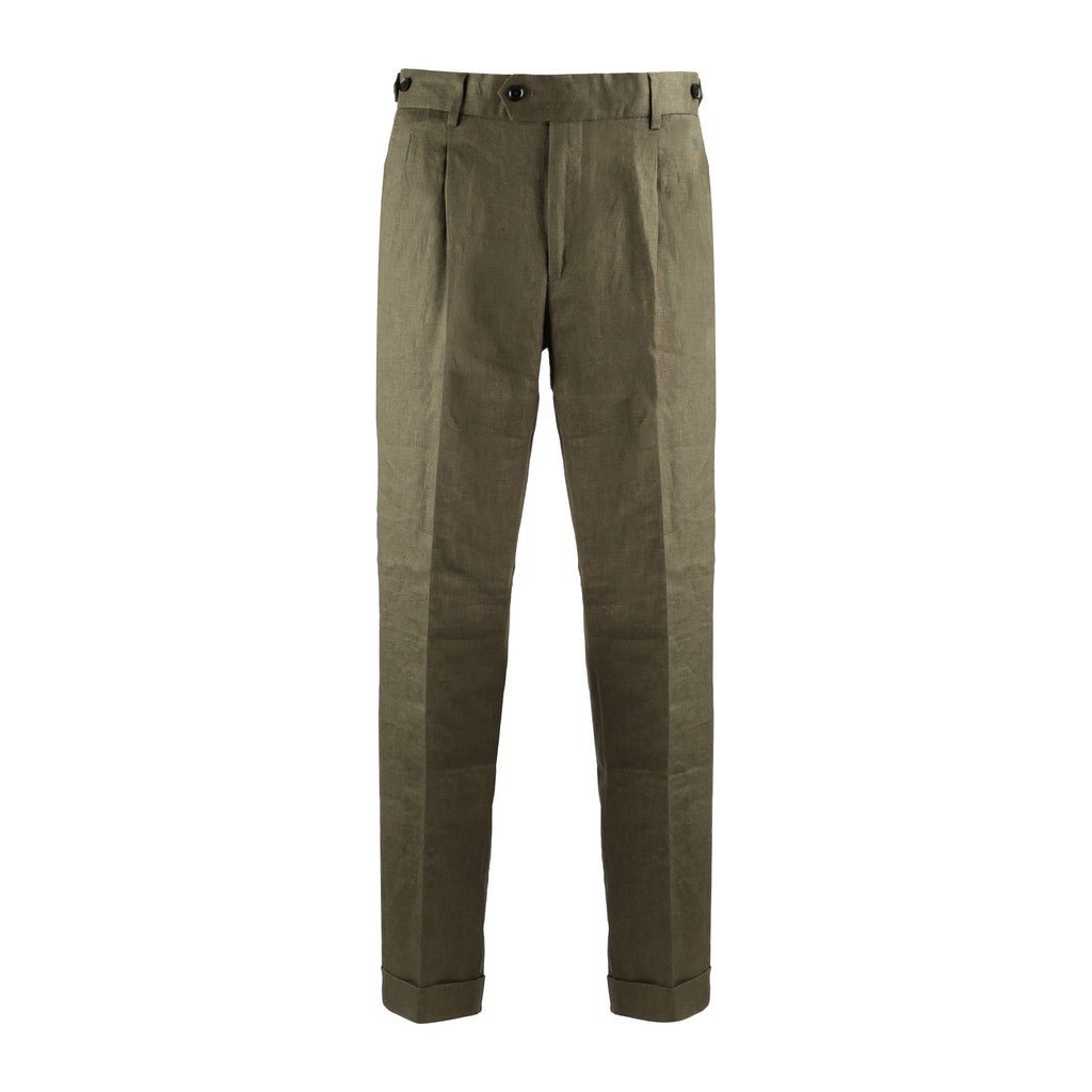 HENRY Linen Pleat Front Chino OLIVE - Henry Bucks