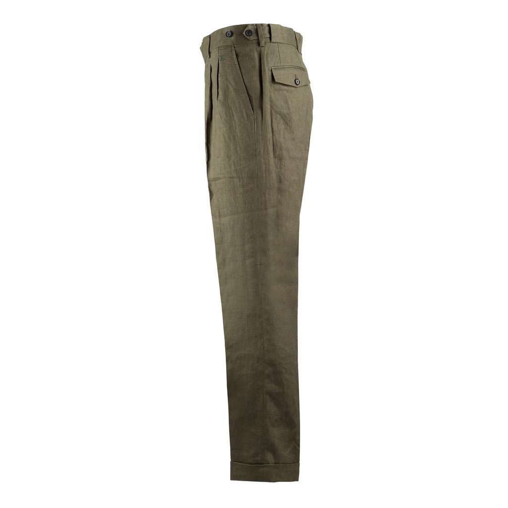 HENRY Linen Pleat Front Chino OLIVE - Henry Bucks