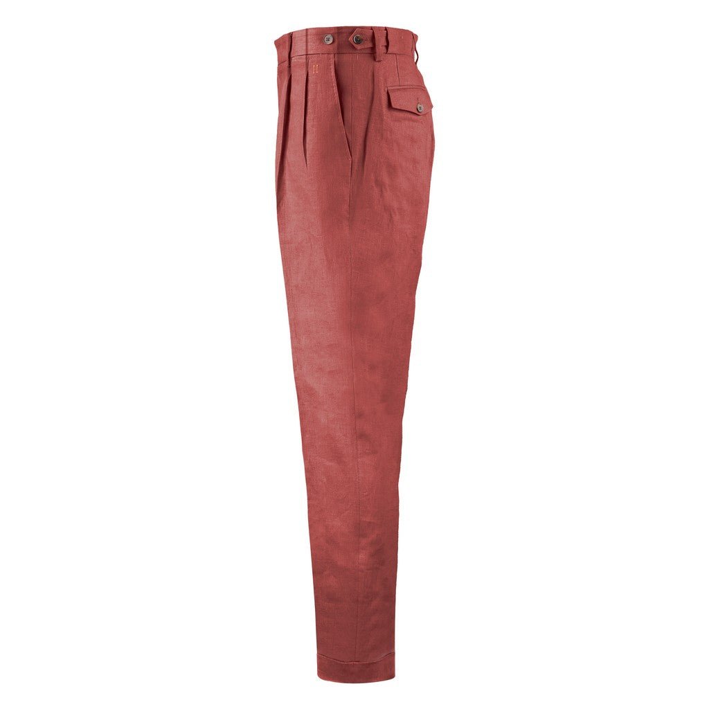 HENRY Linen Pleat Front Trousers CINNAMON - Henry Bucks