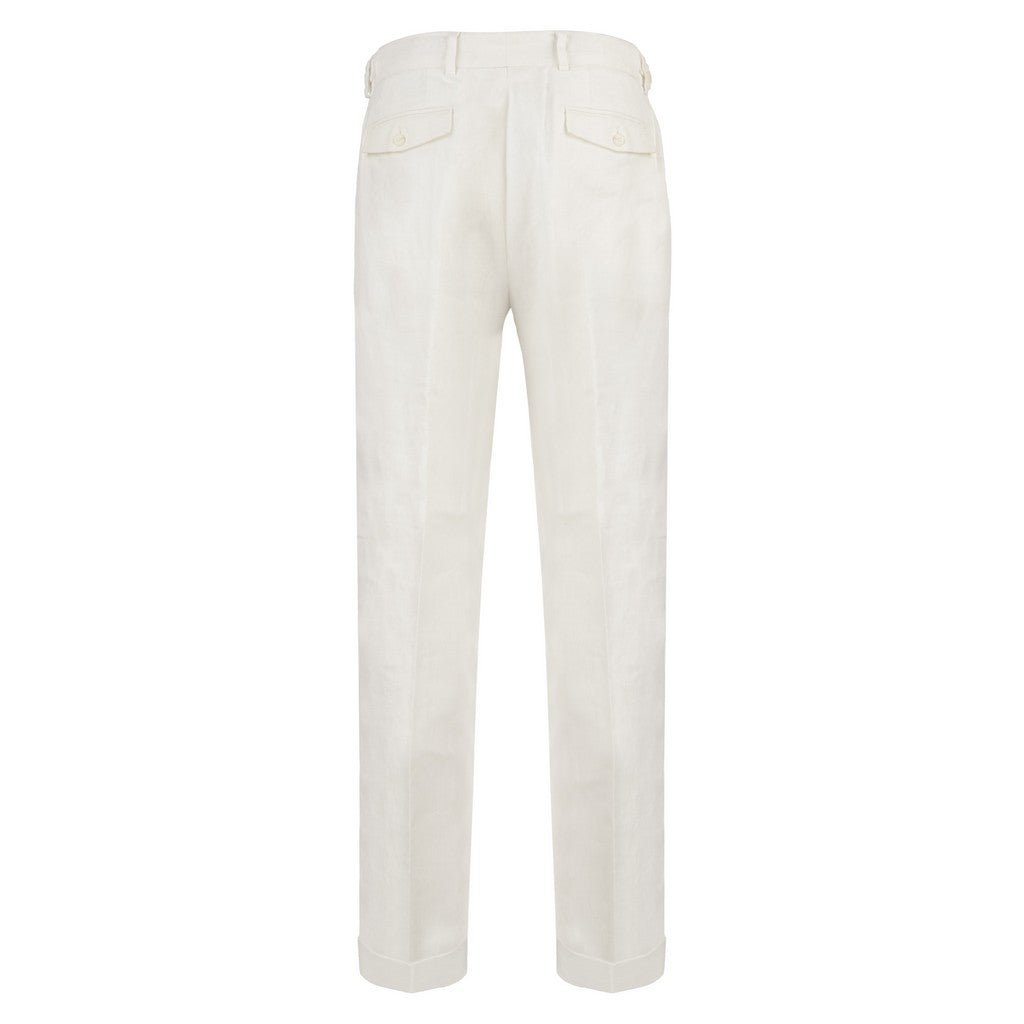 HENRY Linen Pleat Front Trousers WHITE - Henry Bucks