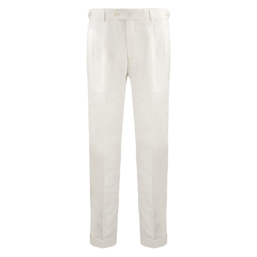 HENRY Linen Pleat Front Trousers WHITE - Henry Bucks