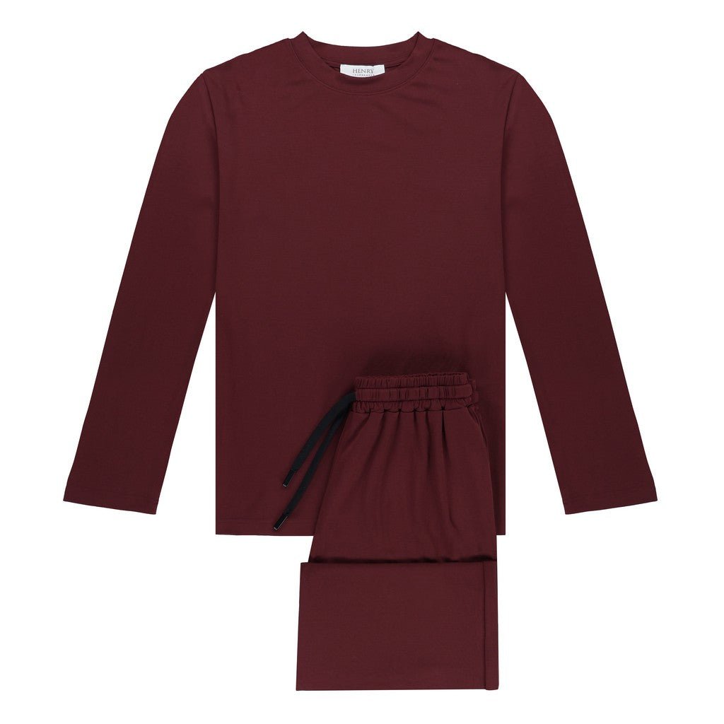 Henry Lounge Modal Jersey Long Sleeve Pyjama Set BURGUNDY - Henry Bucks