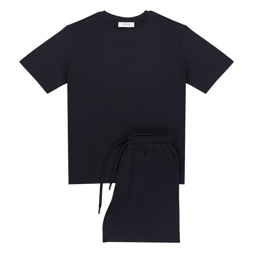 Henry Lounge Supima Cotton Short Sleeve Pyjama Set BLACK - Henry Bucks