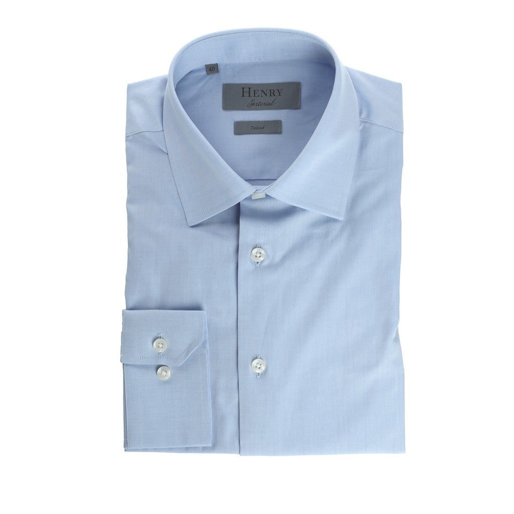 HENRY SARTORIAL 100% Cotton Single Cuff Shirt MIDNIGHT BLUE - Henry Bucks