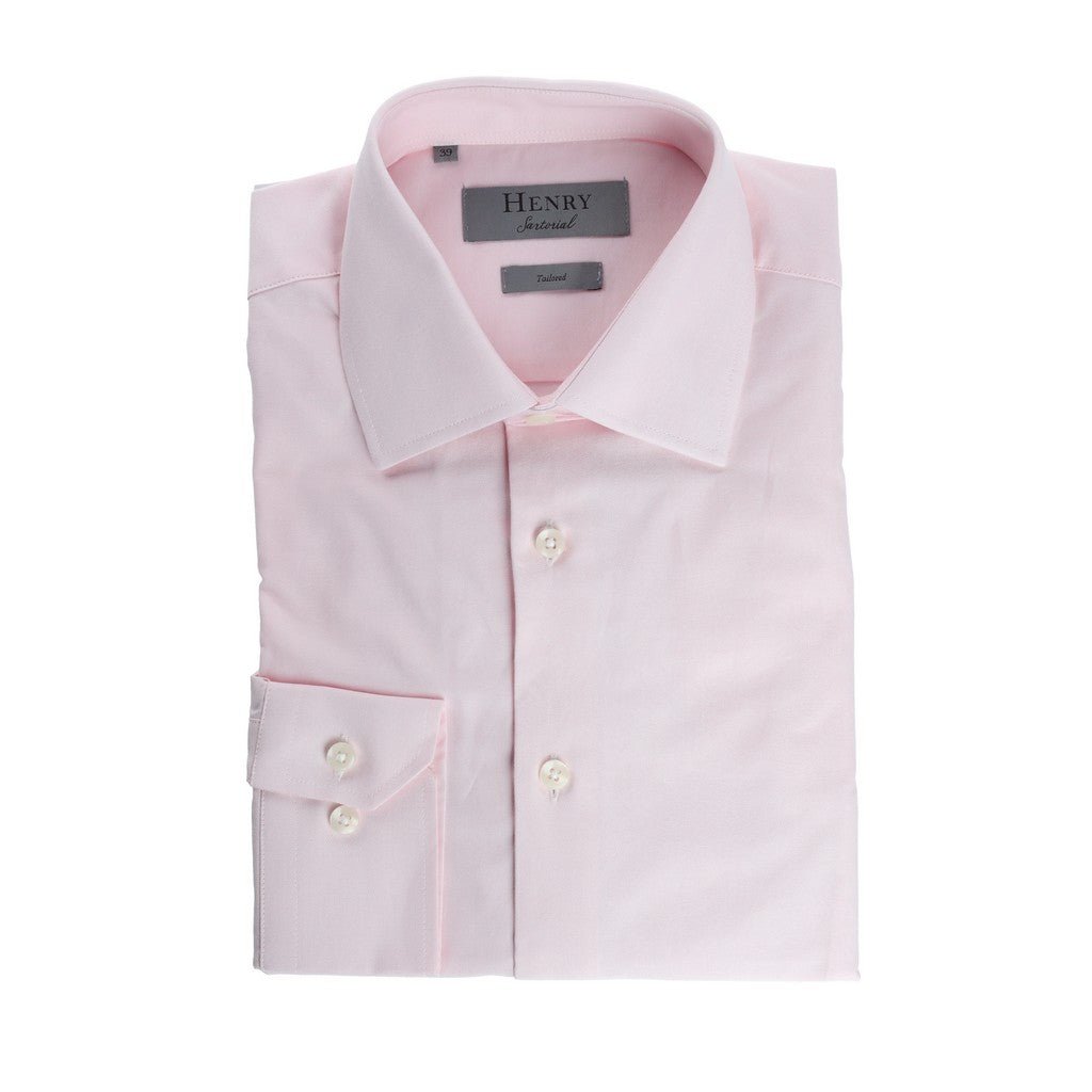 HENRY SARTORIAL 100% Single Cuff Cotton Shirt PINK - Henry Bucks