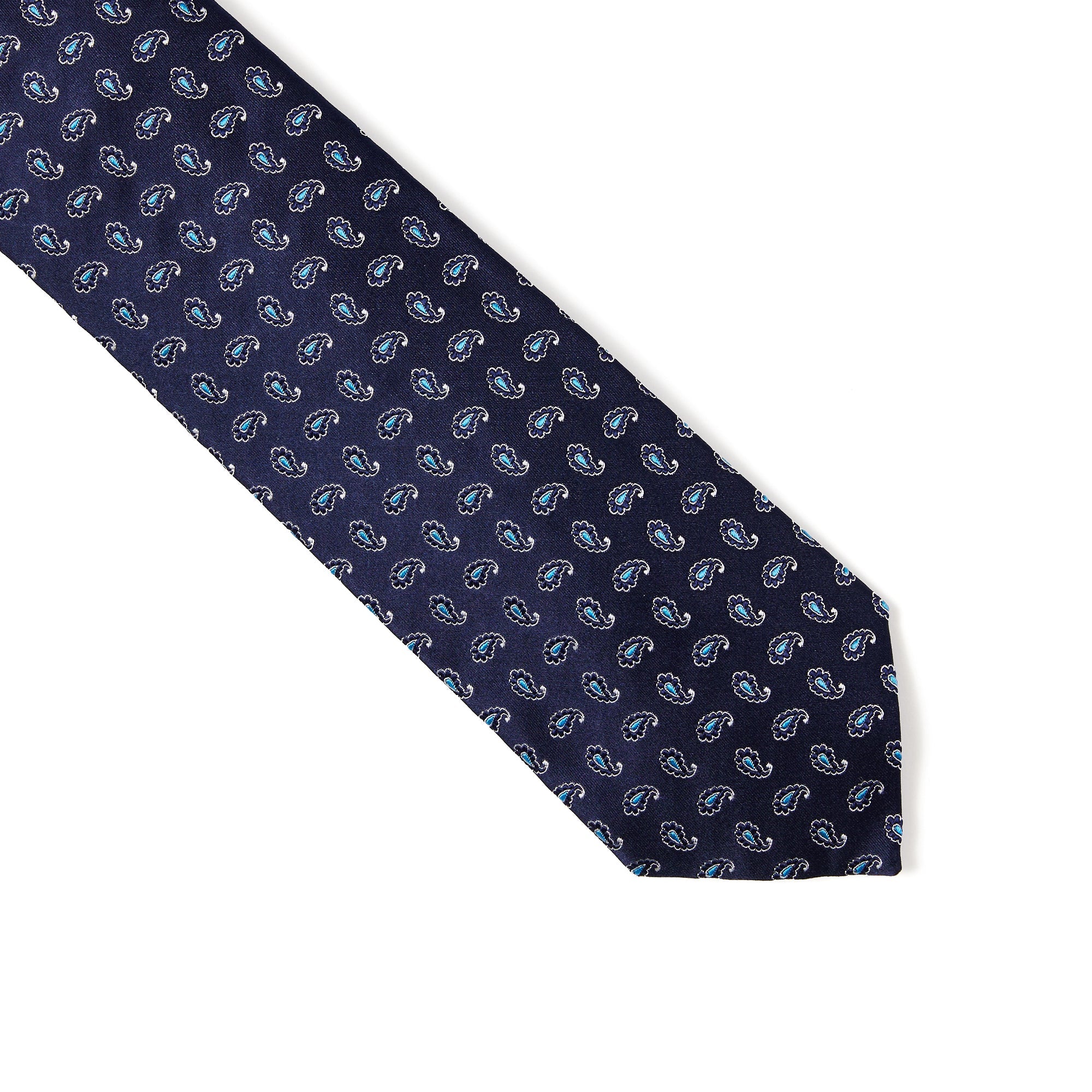 HENRY SARTORIAL 3 Fold Silk Jacquard Tie NAVY/BLUE - Henry BucksTies13AW230008 - NAVBLU