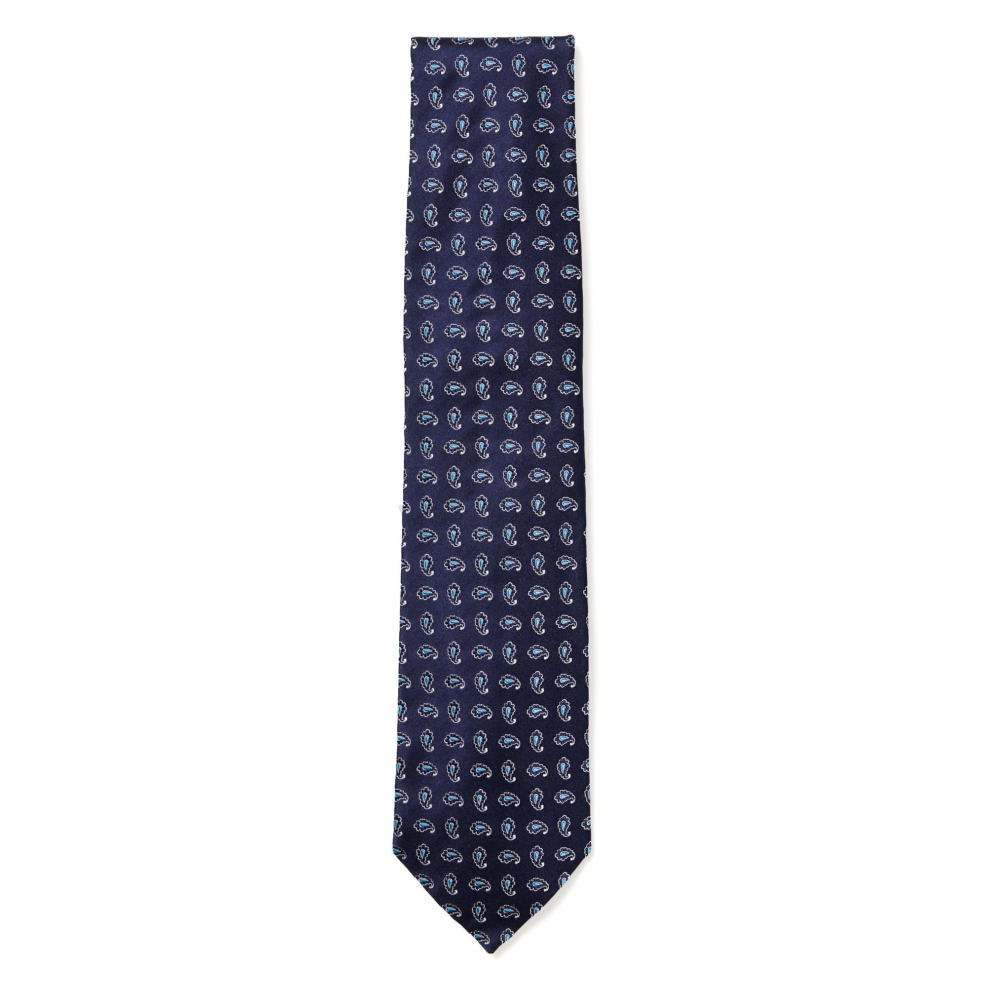 HENRY SARTORIAL 3 Fold Silk Jacquard Tie NAVY/BLUE - Henry BucksTies13AW230008 - NAVBLU