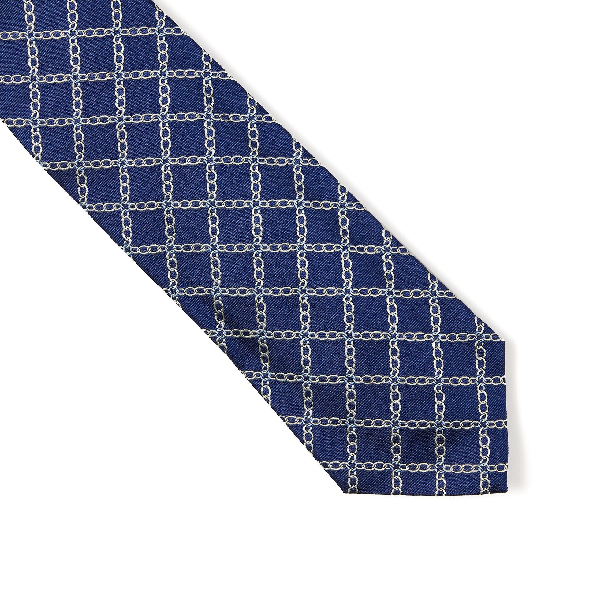 HENRY SARTORIAL 3 Fold Silk Jacquard Tie NAVY/GREY - Henry BucksTies13AW230013 - NVYGRY