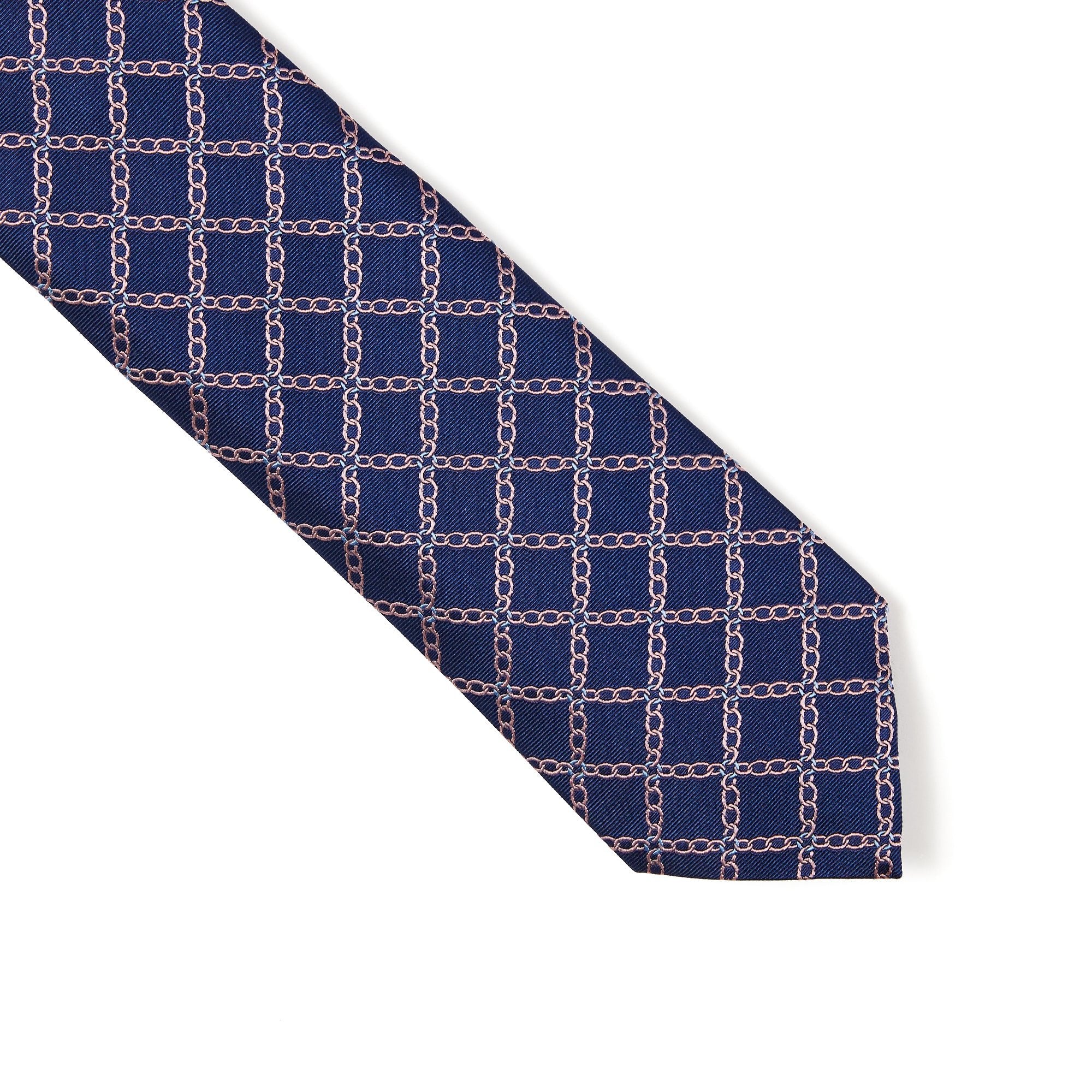 HENRY SARTORIAL 3 Fold Silk Jacquard Tie NAVY/PINK - Henry BucksTies13AW230013 - NVYPNK