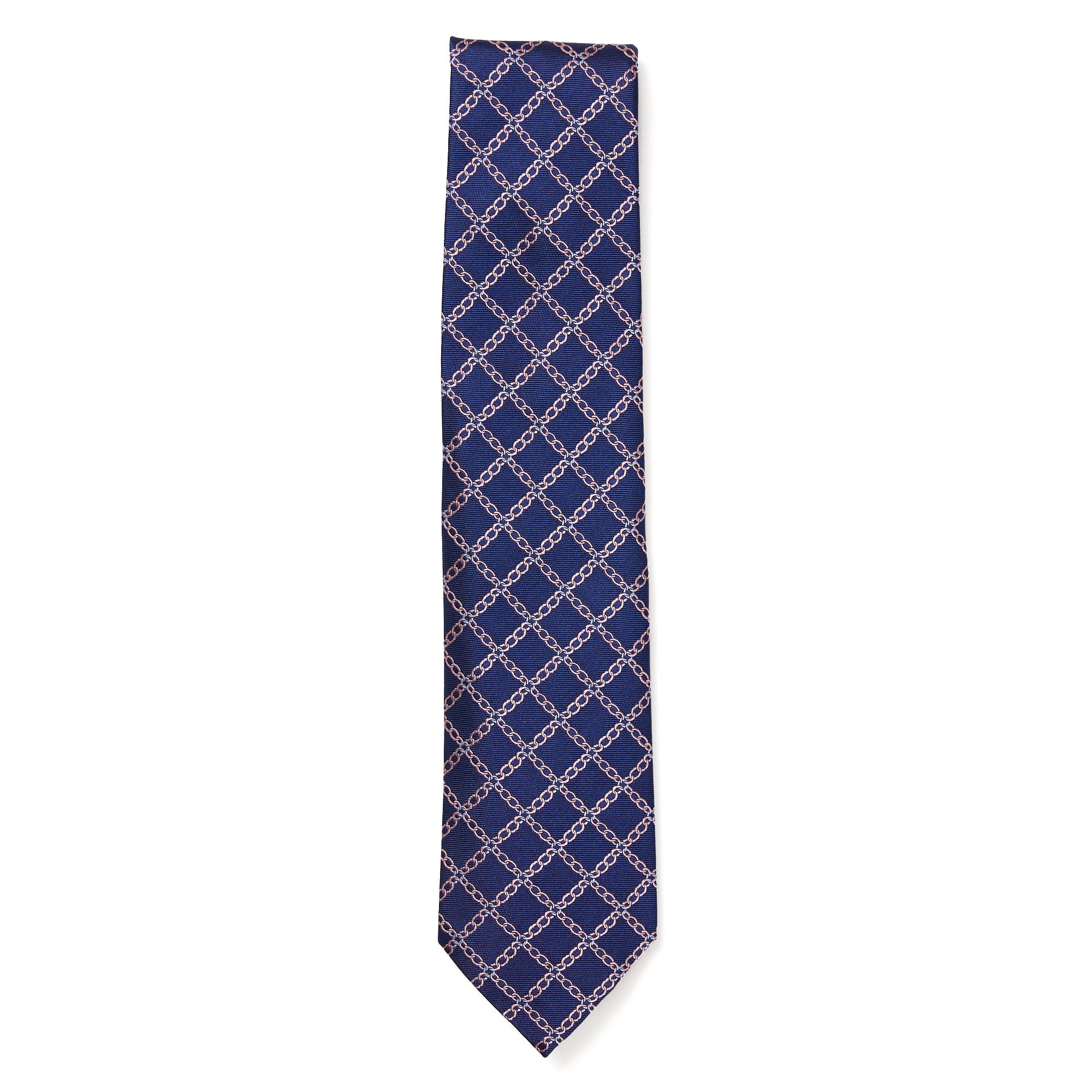 HENRY SARTORIAL 3 Fold Silk Jacquard Tie NAVY/PINK - Henry BucksTies13AW230013 - NVYPNK