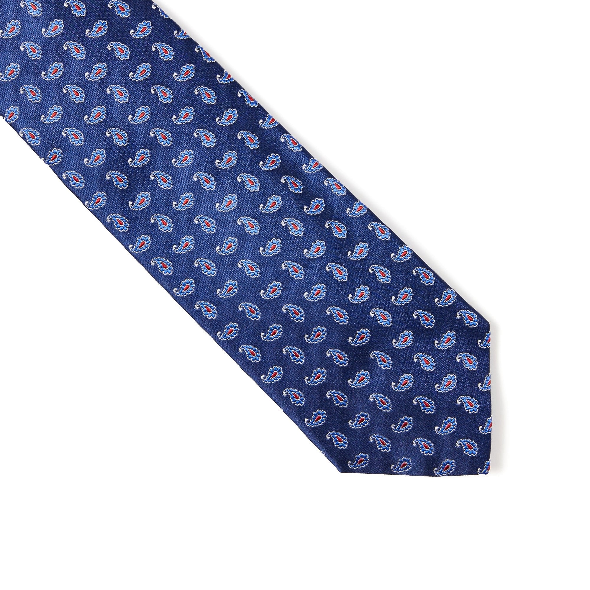 HENRY SARTORIAL 3 Fold Silk Jacquard Tie NAVY/RED - Henry BucksTies13AW230008 - NVRD