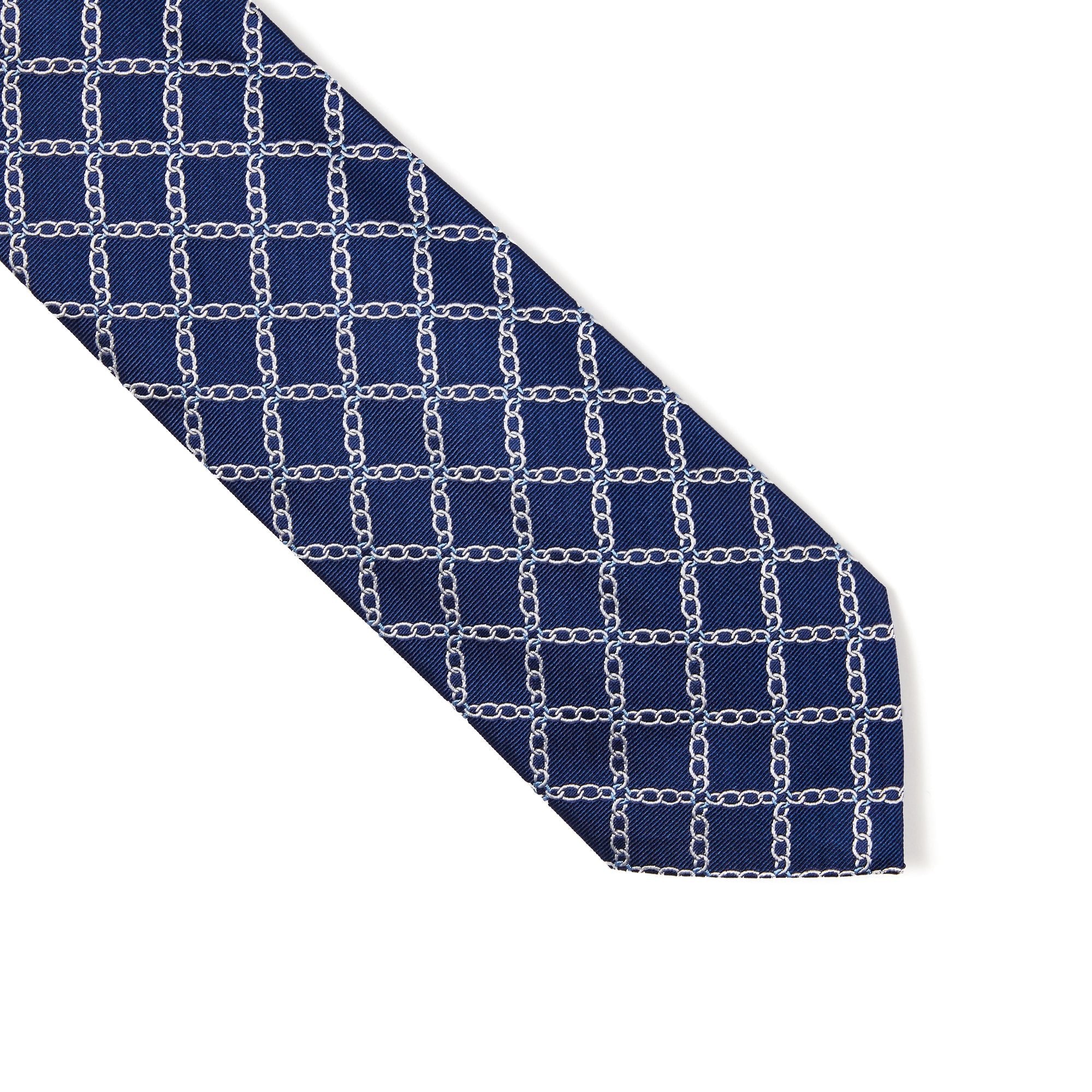 HENRY SARTORIAL 3 Fold Silk Jacquard Tie NAVY/WHITE - Henry BucksTies13AW230013 - NVWH