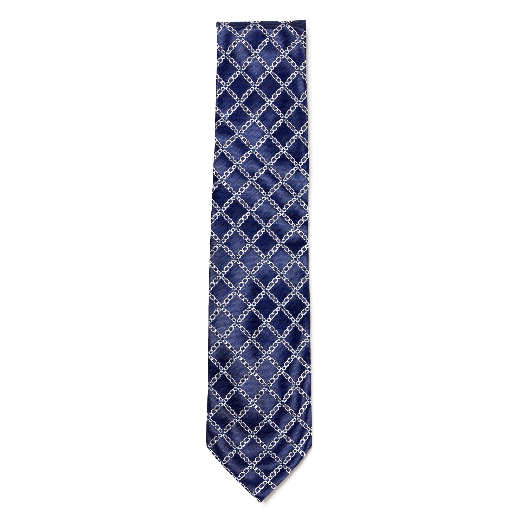 HENRY SARTORIAL 3 Fold Silk Jacquard Tie NAVY/WHITE - Henry BucksTies13AW230013 - NVWH