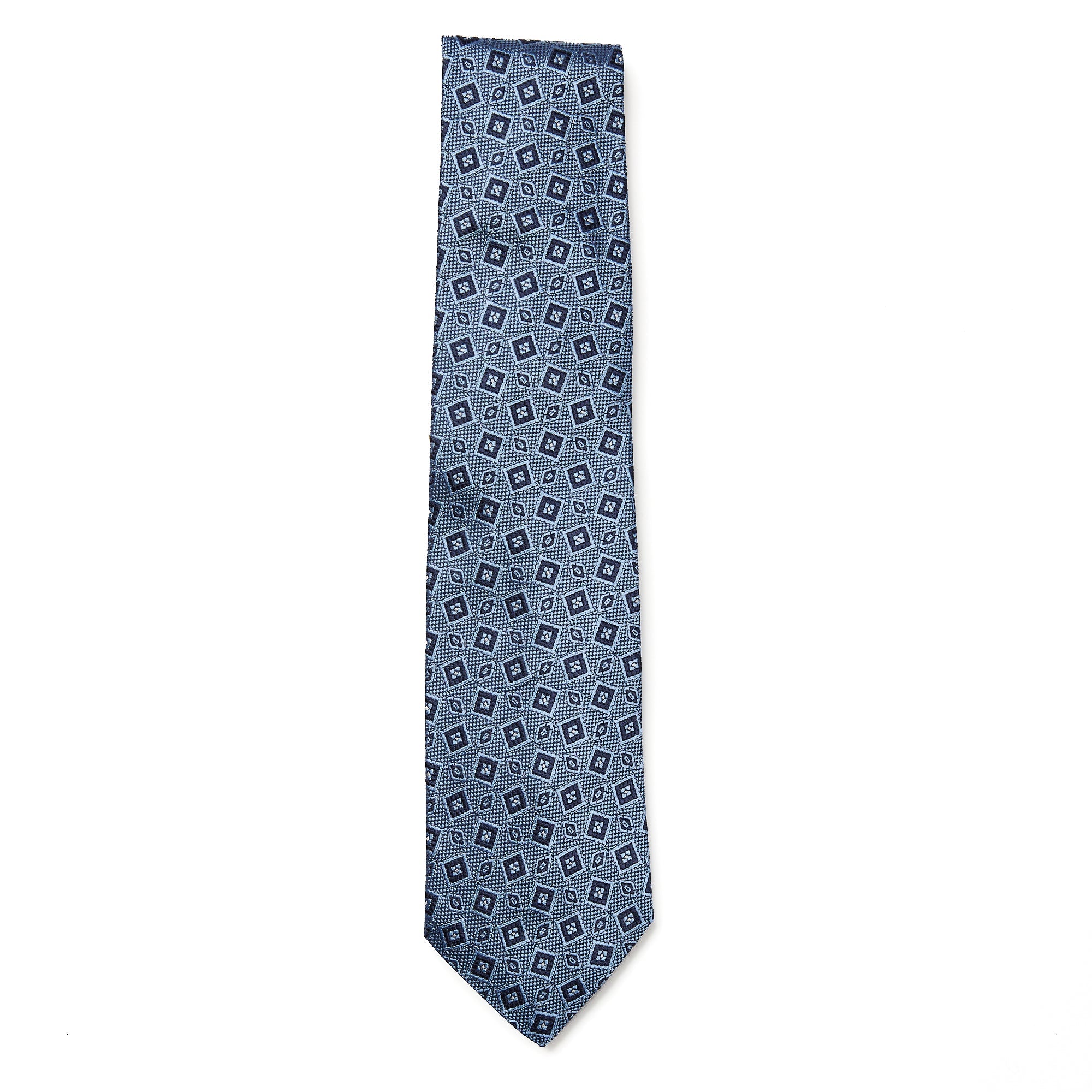 HENRY SARTORIAL 3 Fold Silk Platinum Tie BLUE - Henry BucksTies13AW230037 - BLUE