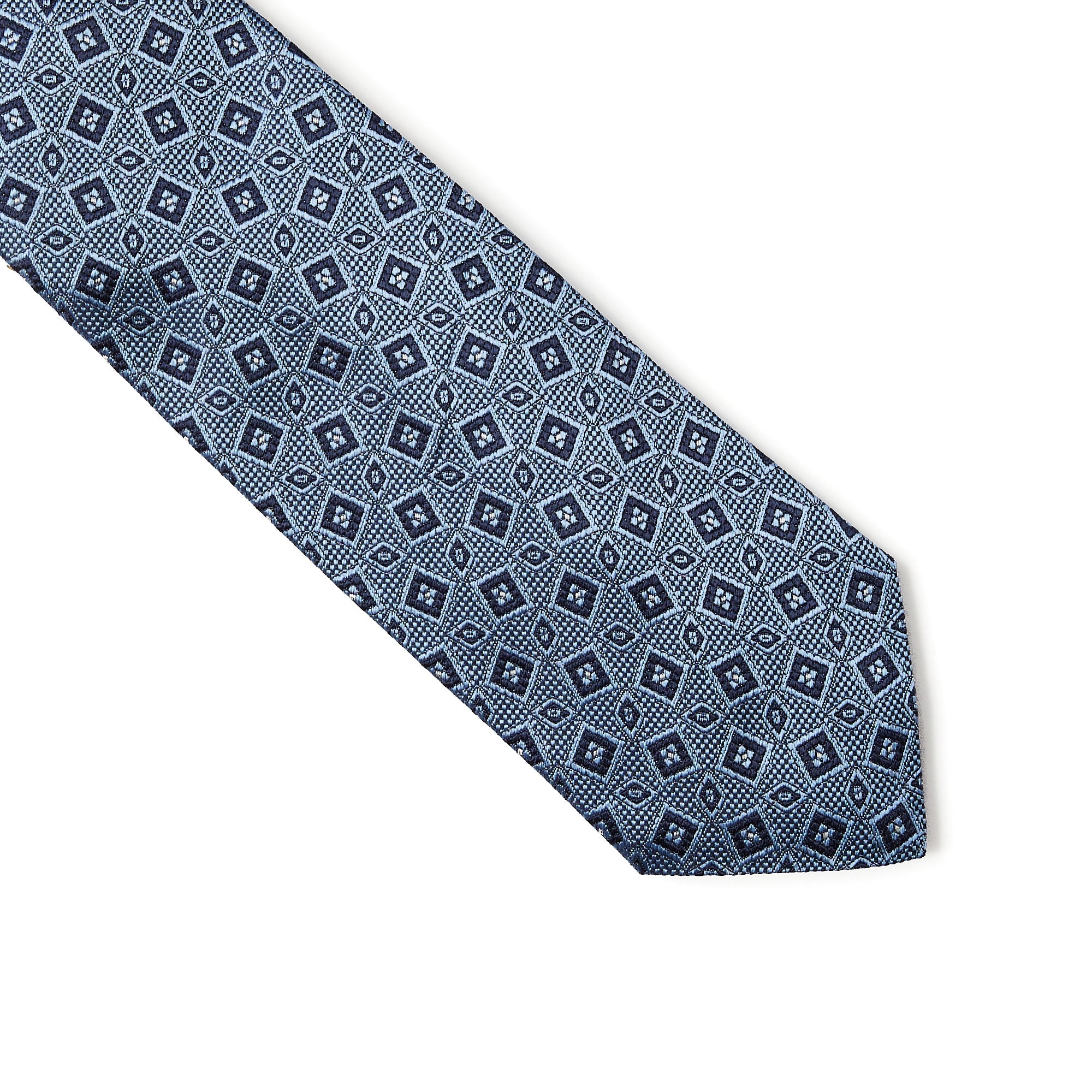 HENRY SARTORIAL 3 Fold Silk Platinum Tie BLUE - Henry BucksTies13AW230037 - BLUE