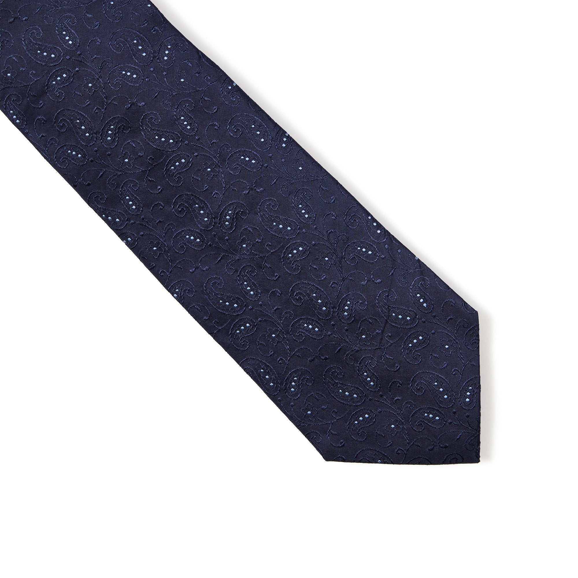 HENRY SARTORIAL 3 Fold Silk Platinum Tie NAVY/SKY - Henry BucksTies13AW230029 - NVYSKY