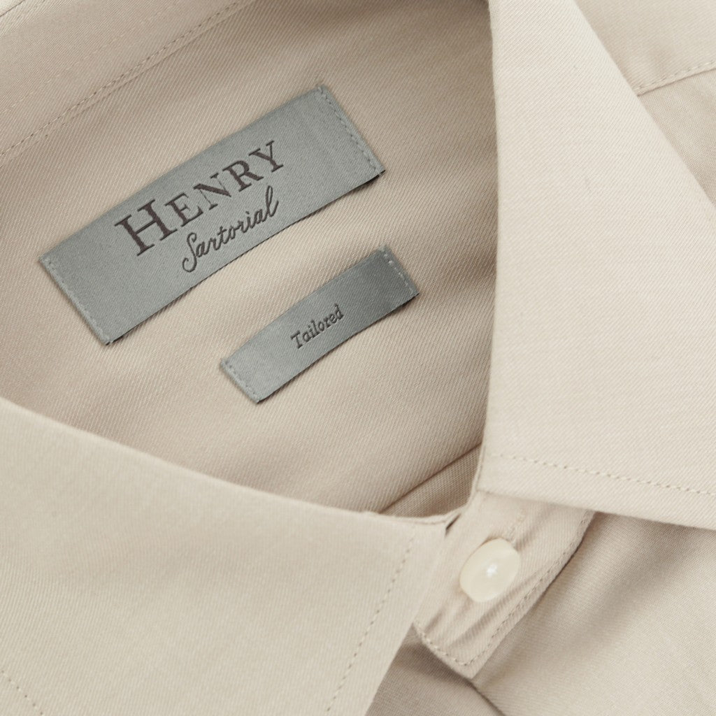 HENRY SARTORIAL Bamboo Blend Long Sleeve Business Shirt BEIGE (Online only*) - Henry Bucks