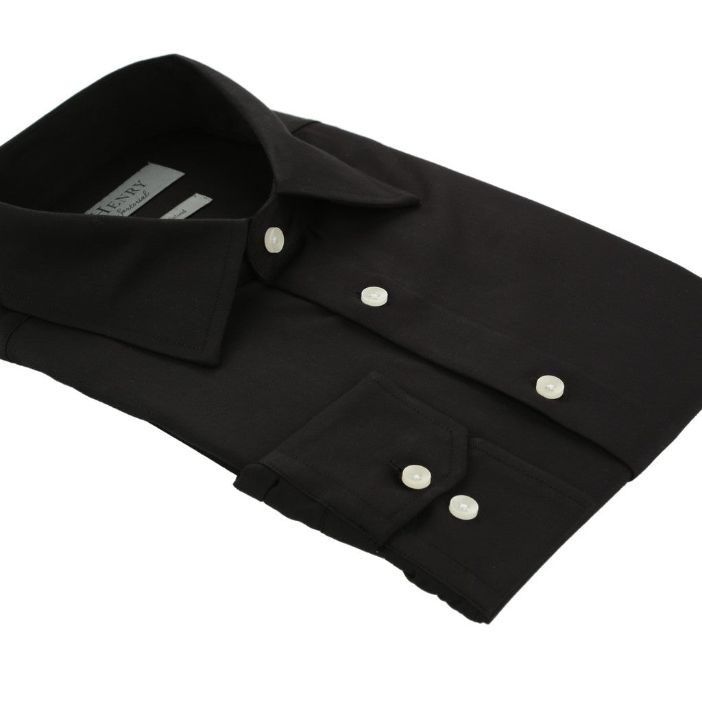 HENRY SARTORIAL Bamboo Blend Long Sleeve Business Shirt BLACK (Online only*) - Henry Bucks