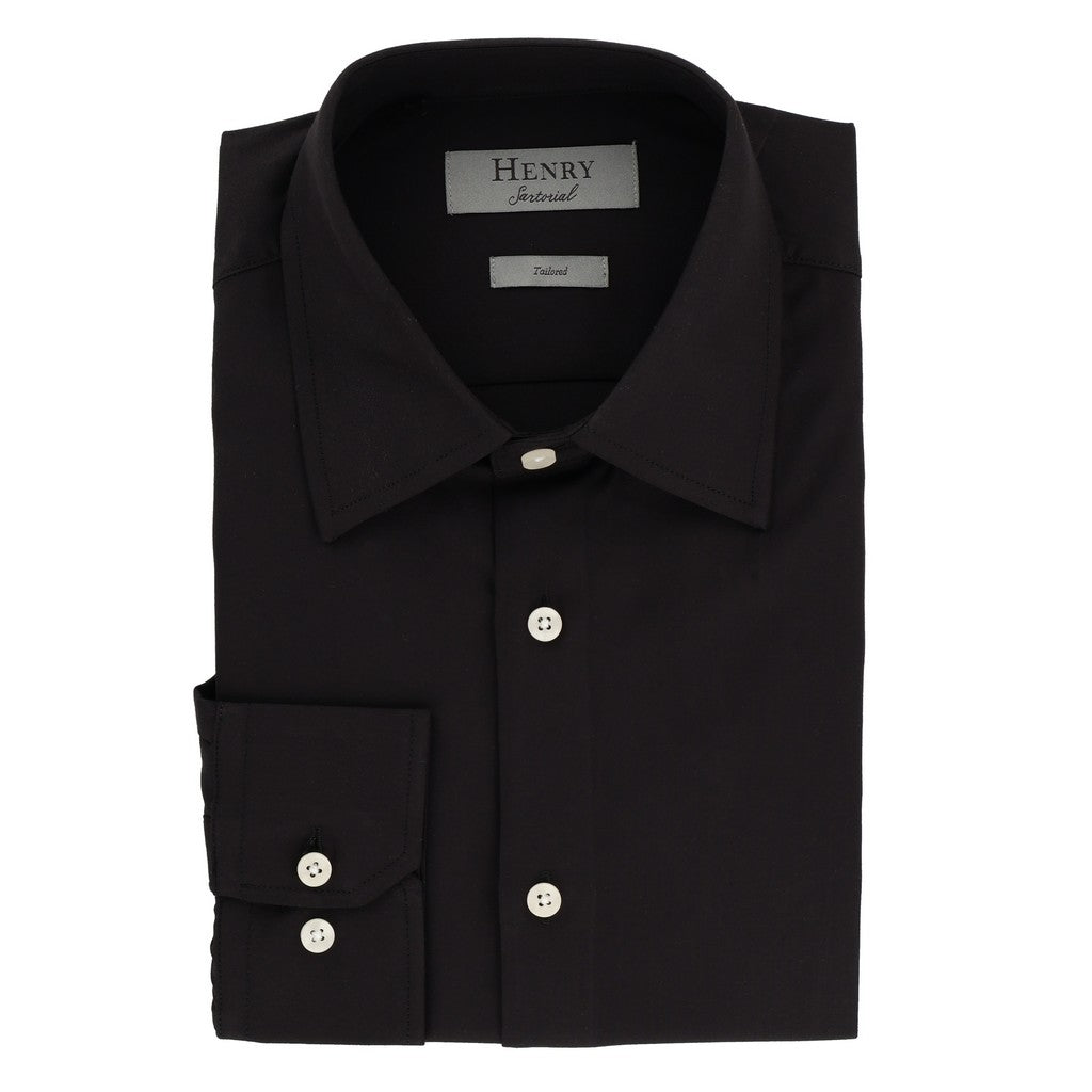 HENRY SARTORIAL Bamboo Blend Long Sleeve Business Shirt BLACK (Online only*) - Henry Bucks