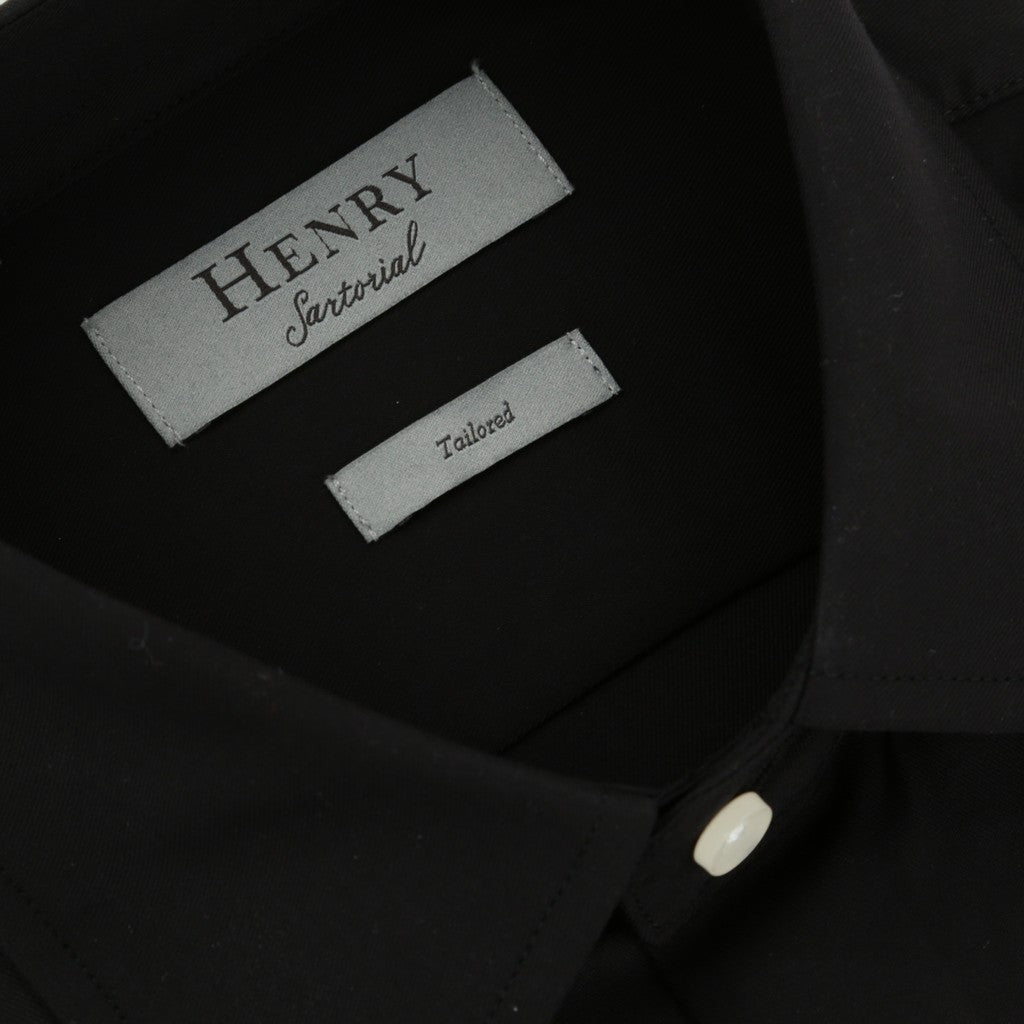 HENRY SARTORIAL Bamboo Blend Long Sleeve Business Shirt BLACK (Online only*) - Henry Bucks