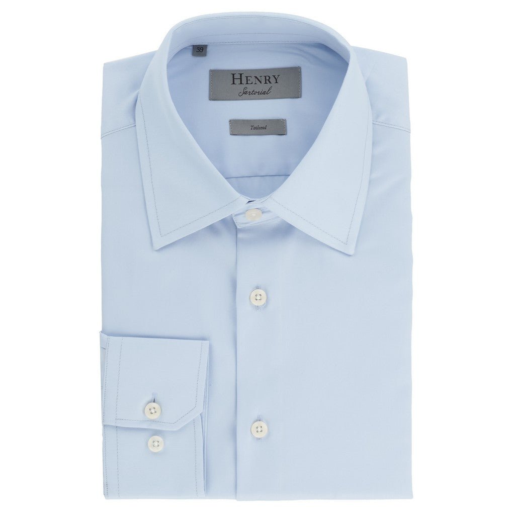 HENRY SARTORIAL Bamboo Blend Long Sleeve Business Shirt LIGHT BLUE (Online only*) - Henry Bucks