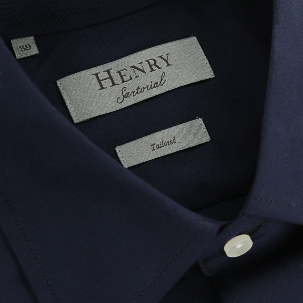 HENRY SARTORIAL Bamboo Blend Long Sleeve Business Shirt NAVY (Online only*) - Henry Bucks