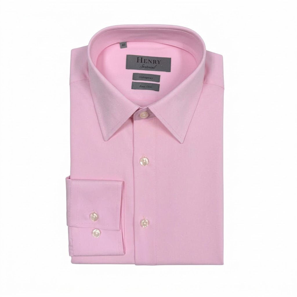 HENRY SARTORIAL Bamboo Easy Care Shirt PINK - Henry Bucks