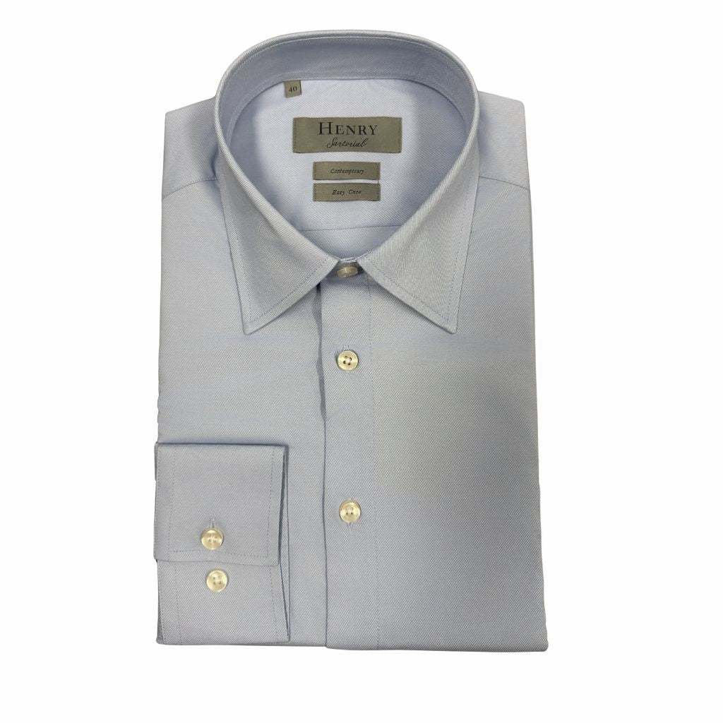 HENRY SARTORIAL Bamboo Tencel Easy Care Shirt BLUE - Henry Bucks