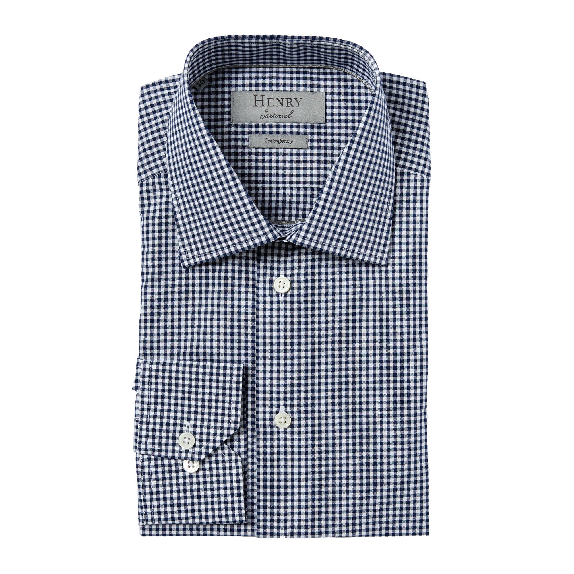 HENRY SARTORIAL Black White Gingham Shirt BLACK WHITE - Henry BucksShirts01SS23012 - BLWH - 38