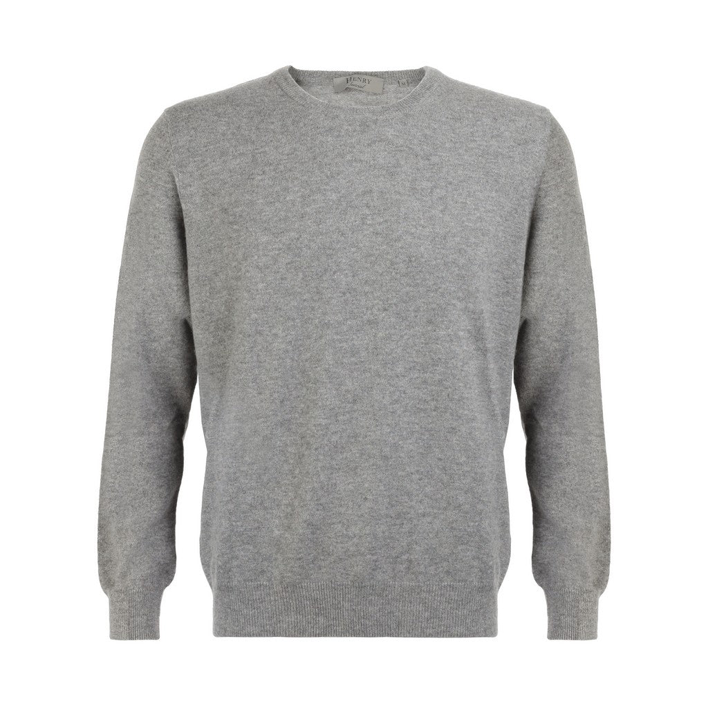 HENRY SARTORIAL Cashmere Crew Neck 12GG GREY - Henry Bucks